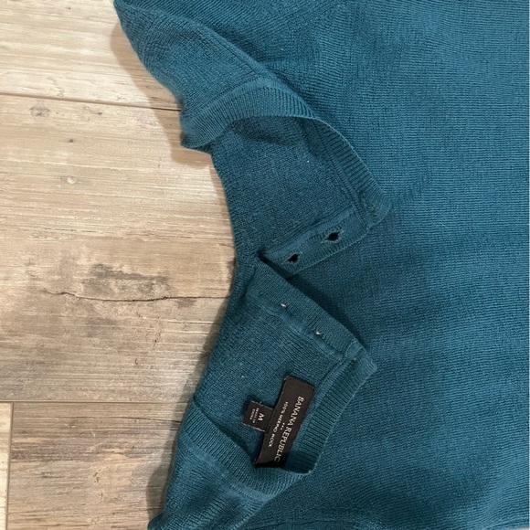 Vintage Banana Republic Deep Teal Marino wool sweater w/ buttons (med) - Picture 12 of 15